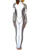White and Silver Shiny Metallic Superhero Costume