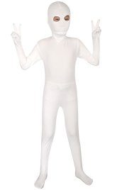 White Open Eyes Kids Zentai Suit