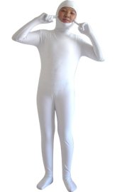 White Open Face Kids Zentai Suit