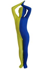 Yellow and Royal Blue Split Kids Zentai Suit